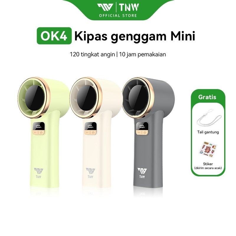 TNW OK4 Mini Kipas Angin Portable Handheld Kipas Mini Fan 120 Gear Wind High-speed Turbo Fan LED Digital Display