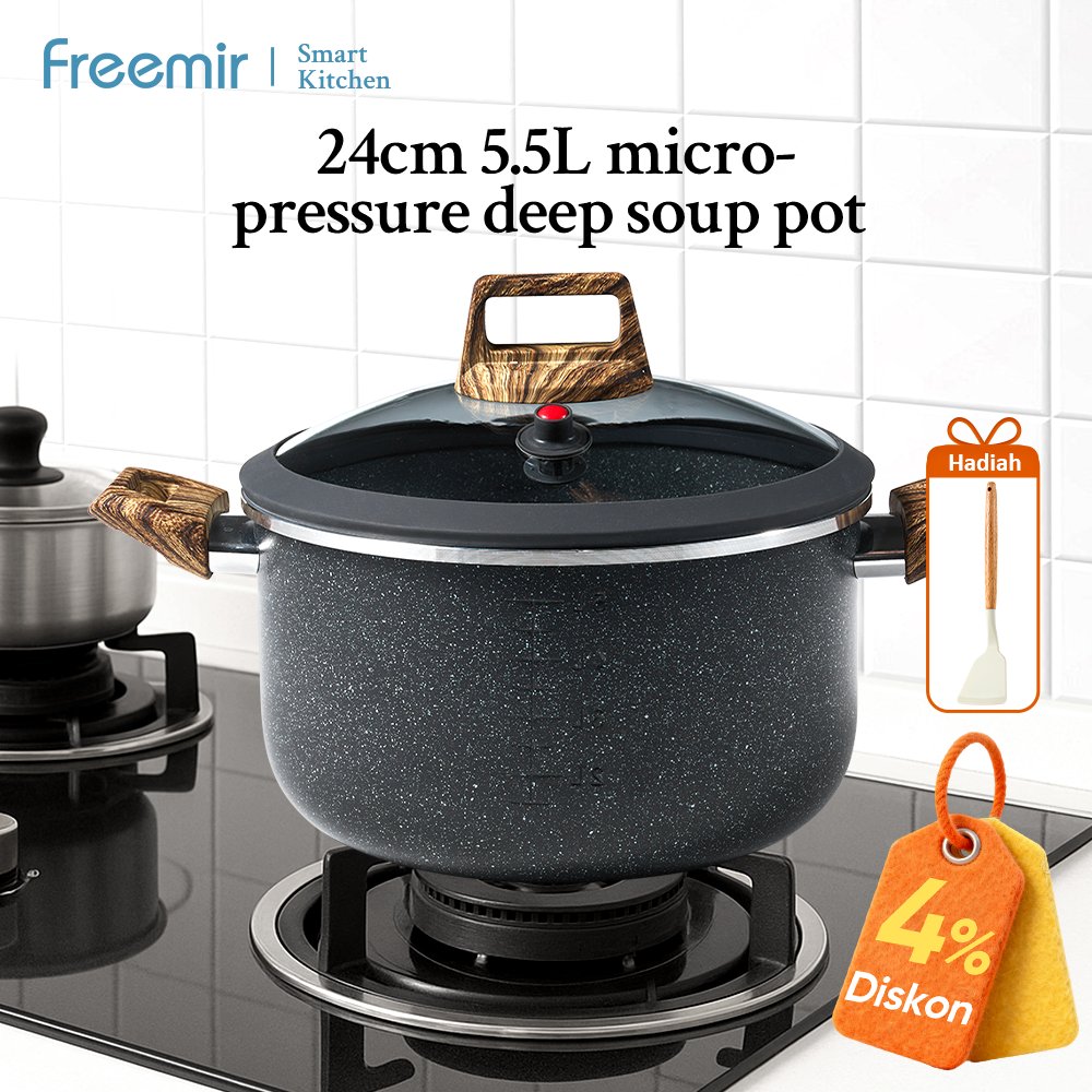 freemir Panci Sup Gentong 24/30cm Micro-Pressure Pot Anti Lengket Rebusan dan Mie Serbaguna