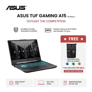 Asus TUF Gaming A15 FA506NCQ AMD Ryzen 7 170 RTX3050 8GB / 16GB 512GB 15.6" FHD IPS 144Hz W11+OHS+M365B