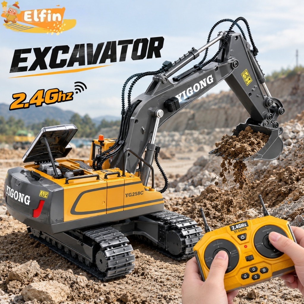 Jual Elfin Excavator Remote Control Alloy Track 11 Channel, Bucket ...
