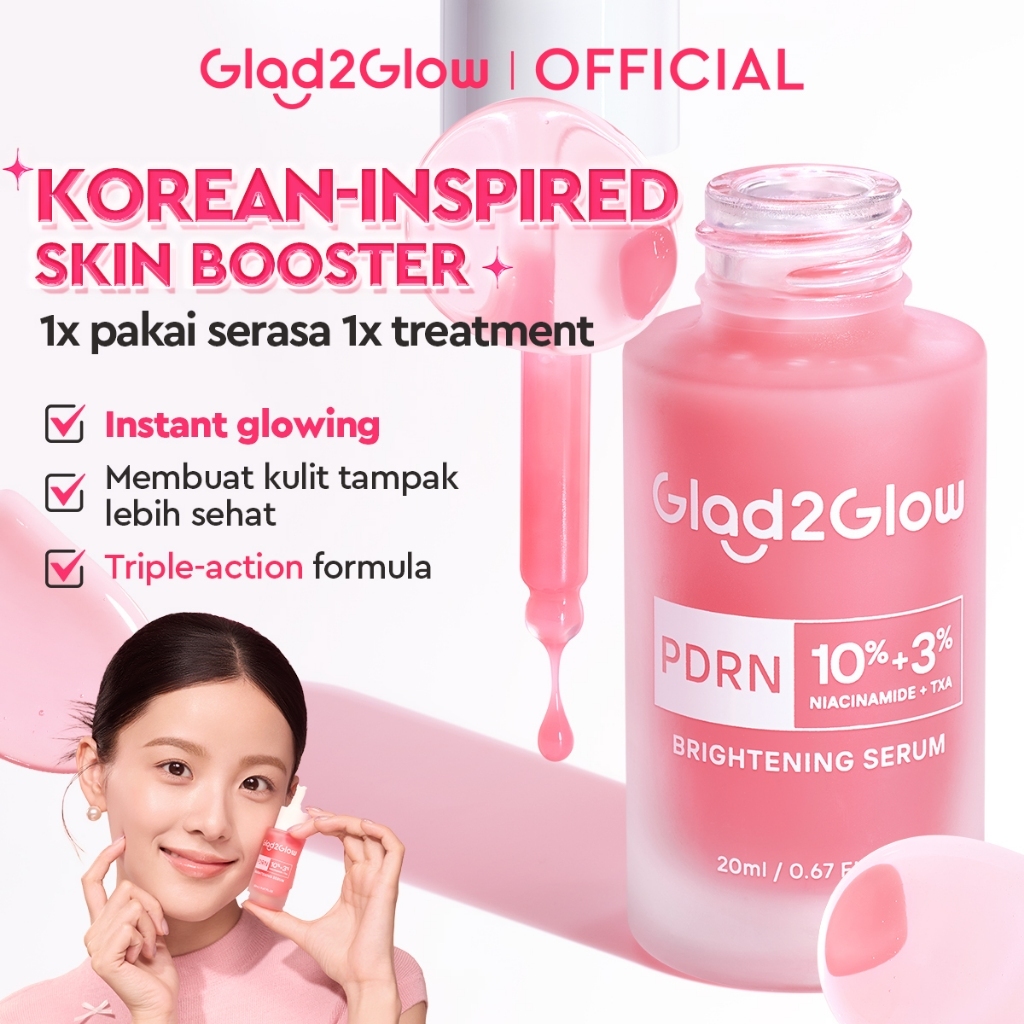 [HOT SALE] GLAD2GLOW PDRN BRIGHTENING SERUM PDRN 10% NIACINAMIDE 3% TXA  SERUM Mencerahkan Wajah Serum Glow Bomb