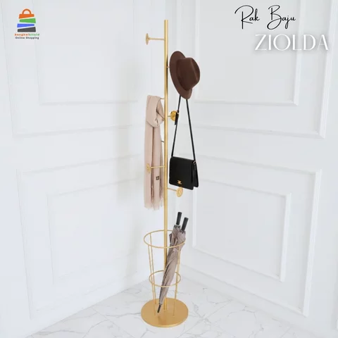 Gantungan Baju Berdiri Ziolda Aesthetic Standing Hanger Besi Premium Multifungsi - Bengkelkita.id
