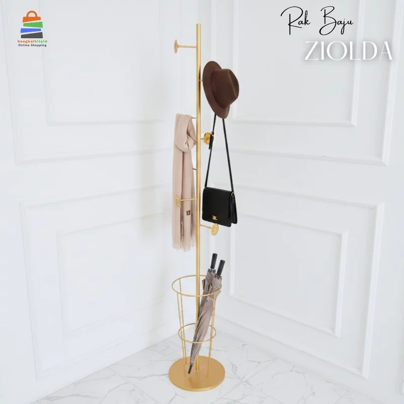 Gantungan Baju Berdiri Ziolda Aesthetic Standing Hanger Besi Premium Multifungsi - Bengkelkita.id