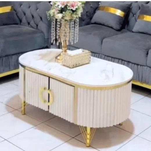 Meja Tamu Minimalis Aesthetic Salur HPL Marmer Anika