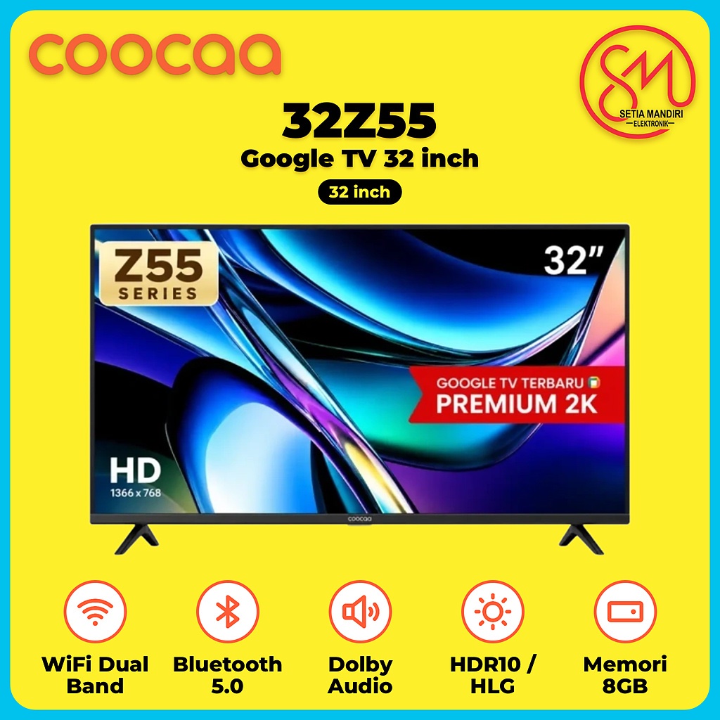 COOCAA TV 32 inch Z55 - Google TV - Eye Care 5.0 - Dolby Audio - HDR10 - (COOCAA 32Z55)