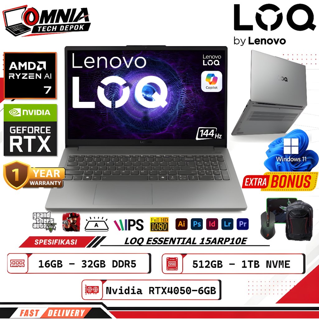 Jual Lenovo LOQ Essential 15ARP10E AMD Ryzen 7 170 32GB 512GB RTX4050 ...