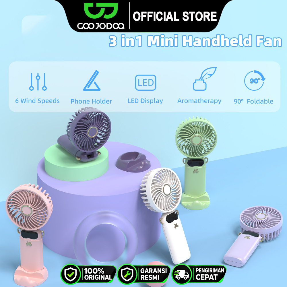 Goojodoq Kipas Angin Mini 10000mAh 5-Speed Wind Kipas Genggam Portabel Karakter LED Display Portable Handheld Fan Aromaterapi kipas mini