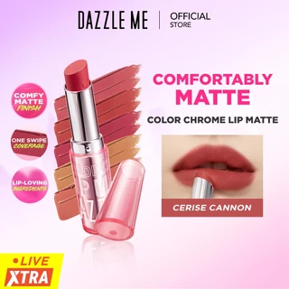 [1PC] DAZZLE ME Color Chrome Lip Matte Lipstick Matte dengan Tekstur Powdery dengan Hasil Akhir Matte Waterproof Tahan Lama