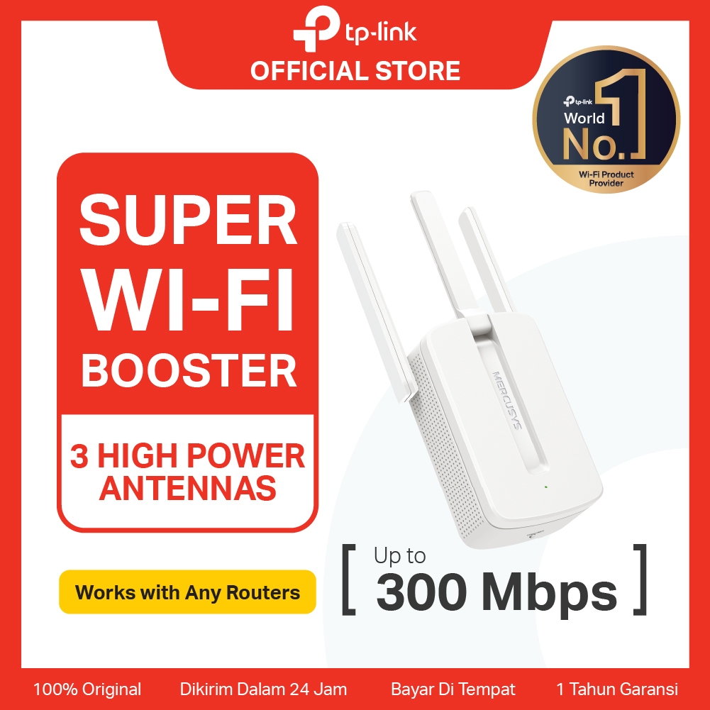 TP-Link Mercusys MW300RE 300Mbps Wi-Fi Range Extender Penguat Sinyal  WiFi Repeater WPS