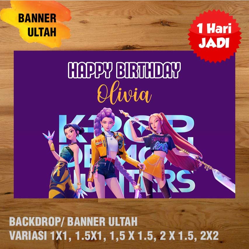 KPOP DEMON HUNTER BANNER / DEKORASI, HAPPY BIRTHDAY, SPANDUK, BANNER ULANG TAHUN/ BACKDROP/ SPANDUK ULANG TAHUN UL-TAH