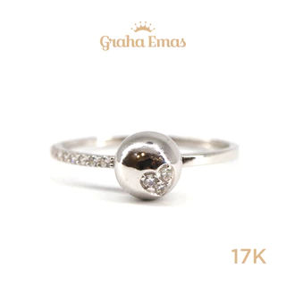 Graha Emas Cincin Emas Putih Bentuk Round 17K - White Gold Round Model Ring 17 Carat M1288