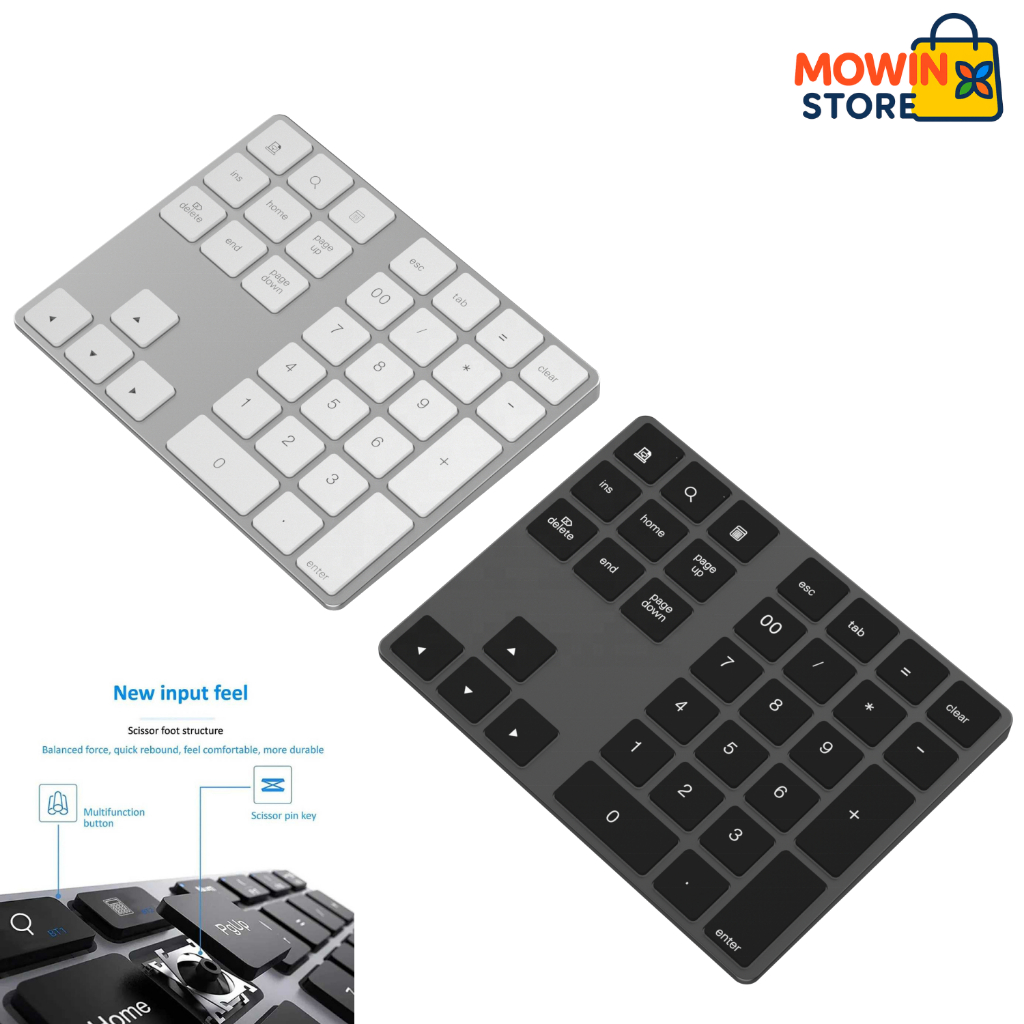 Jual Keyboard Wireless Mini Aesthetic Numeric 2.4GHz Bluetooth Silent ...