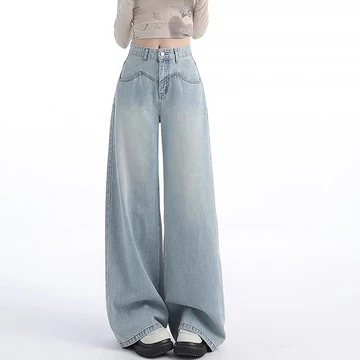 Real Pict Retro Celana Baggy Wanita Celana Highwaist Kulot Jeans Korean Style Celana Gombrong