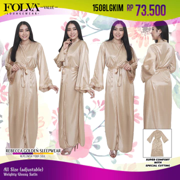FOLVA Kimono Baju Tidur Panjang Satin Robe All Size