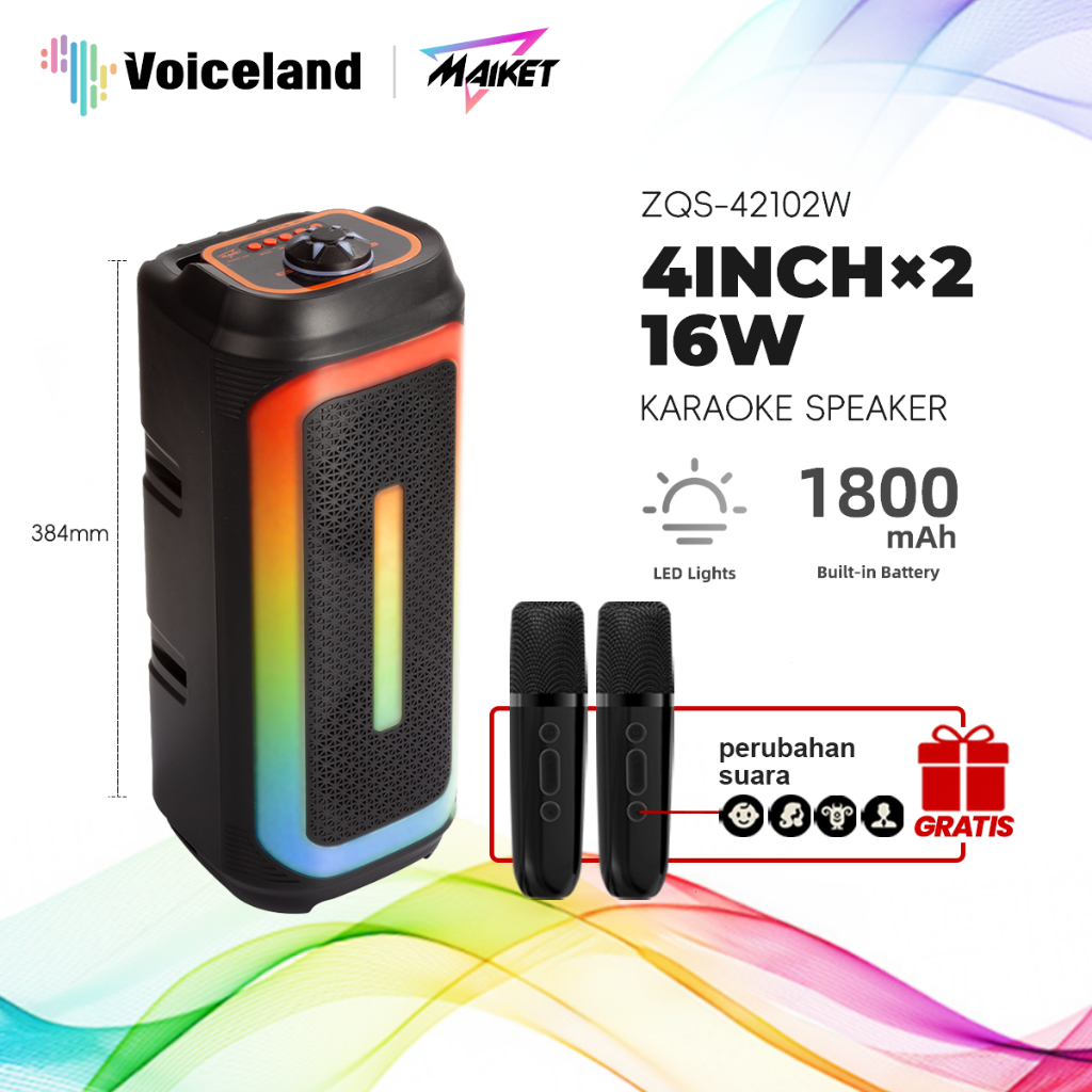 Jual Maiket speaker bluetooth super bass karaoke whit 2 mic wireless ...