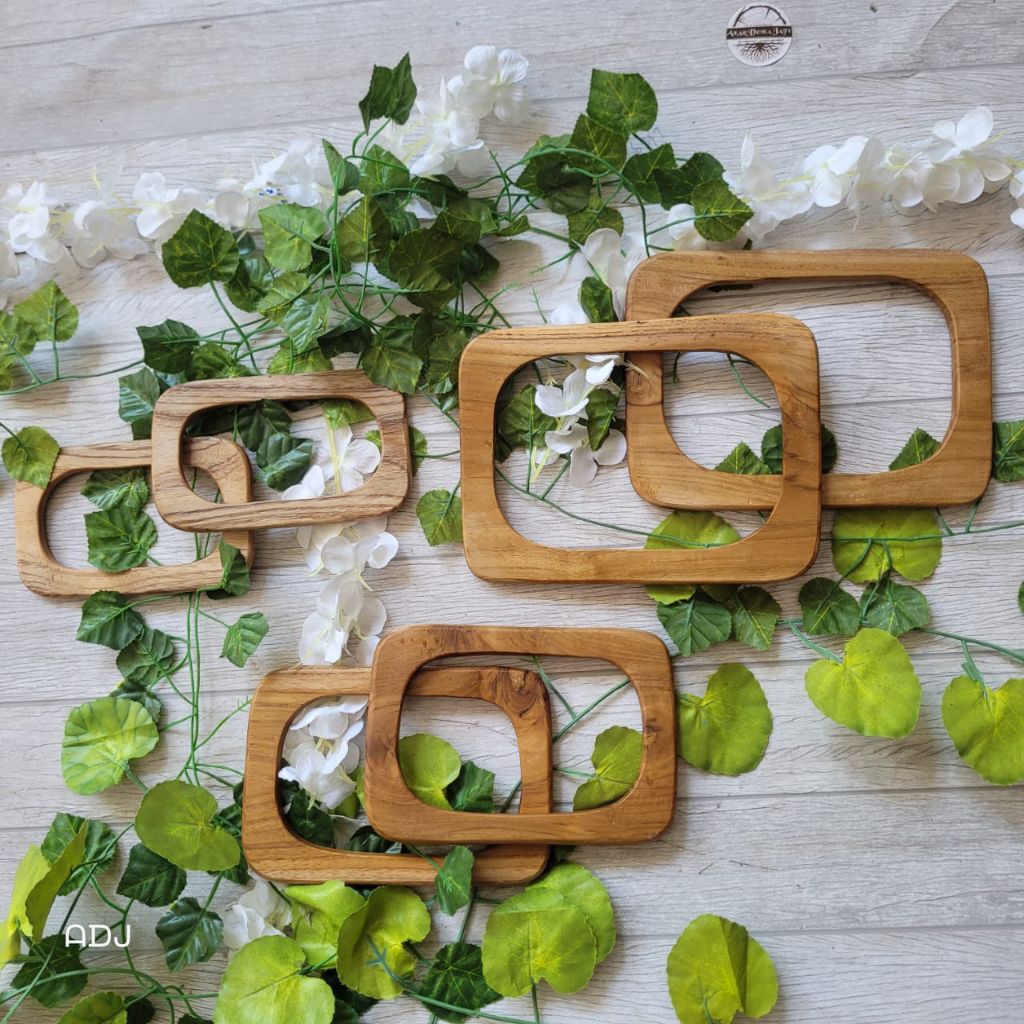 Jual handle tas/pegangan tas kayu jati model semi kotak | Shopee Indonesia