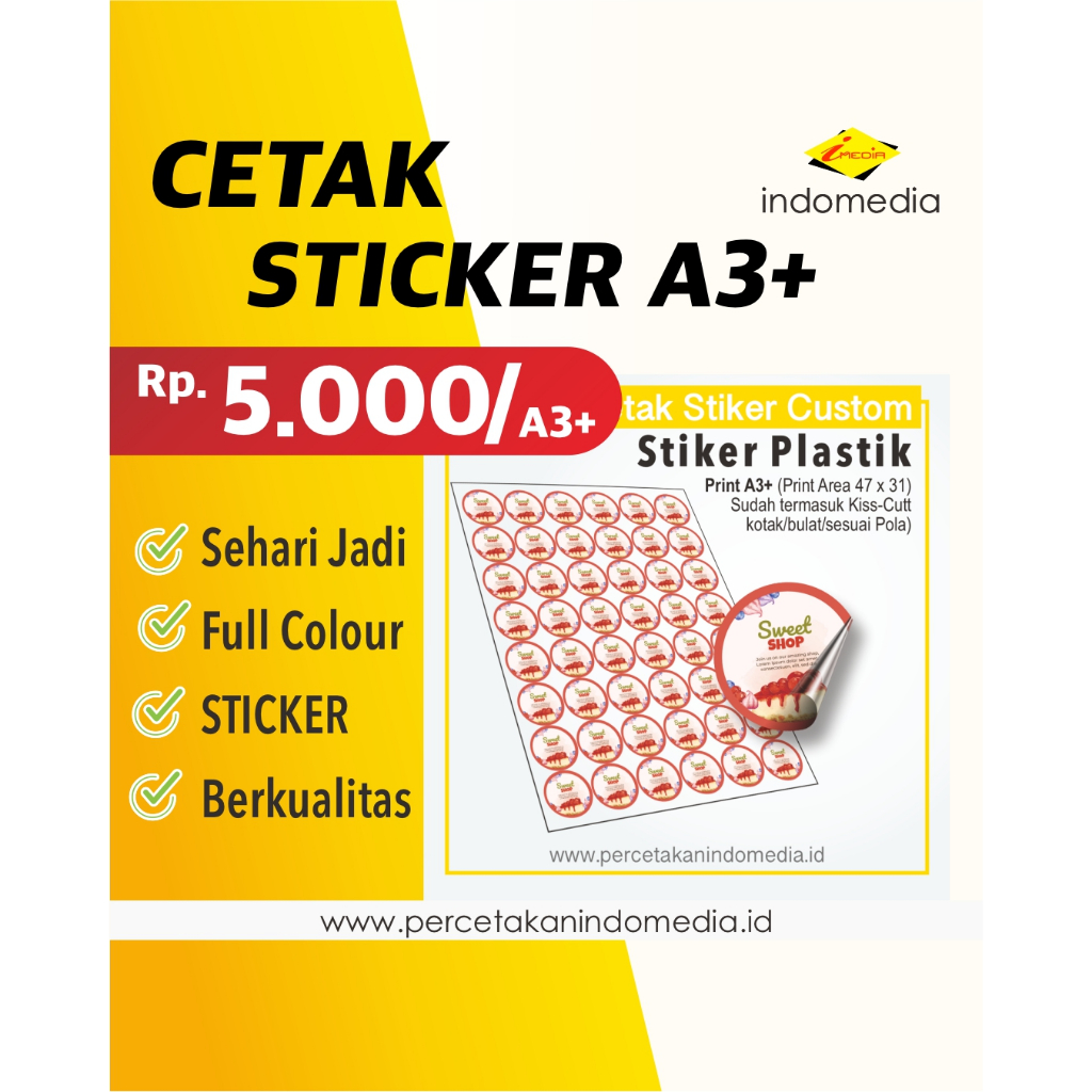 Jual CETAK STICKER A3+ LABEL KEMASAN STICKER LABEL MURAH | Shopee Indonesia