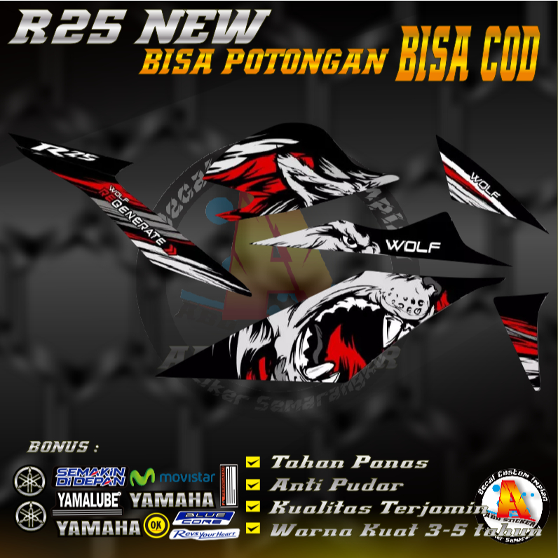 Jual Stiker Decal Motor Yamaha R25 NEW - Decal Stiker R25 NEW Anti ...