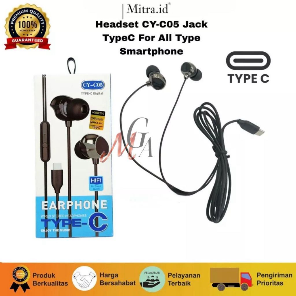 Jual MGA - Headset CY-C05 TYPE C | Headset Handsfree Earphone TYPE C ...