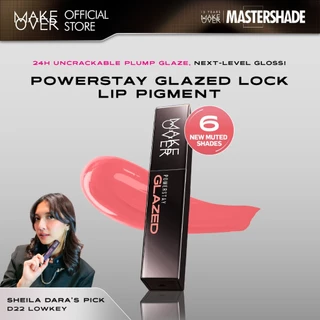 [SHEILA DARA'S PICK] MAKE OVER Powerstay Glazed Lock Lip Pigment - NIKI Aqeela Sargio Mahalini Lip Glazed Plump Gloss Next Level Lip Cream Transferproof Pigmented Tahan Lama 24 Jam Ringan Lipstick Long Lasting Somethin Time Less w Maybe Euphoria