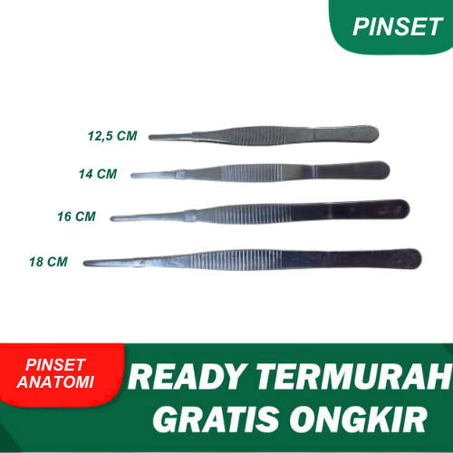 Jual PINSET ANATOMI UKURAN 12,5 14 16 18 CM PINSET BEDAH 4 UKURAN ...