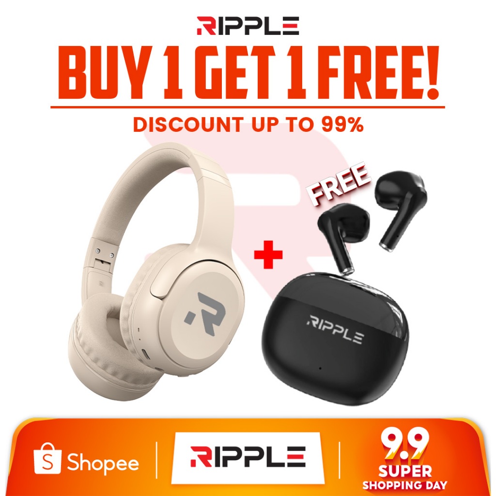 【NEW】RIPPLE Wireless Headphone Bluetooth A005 A011Bundle Earphone  Hifi Sound Noise Canceling