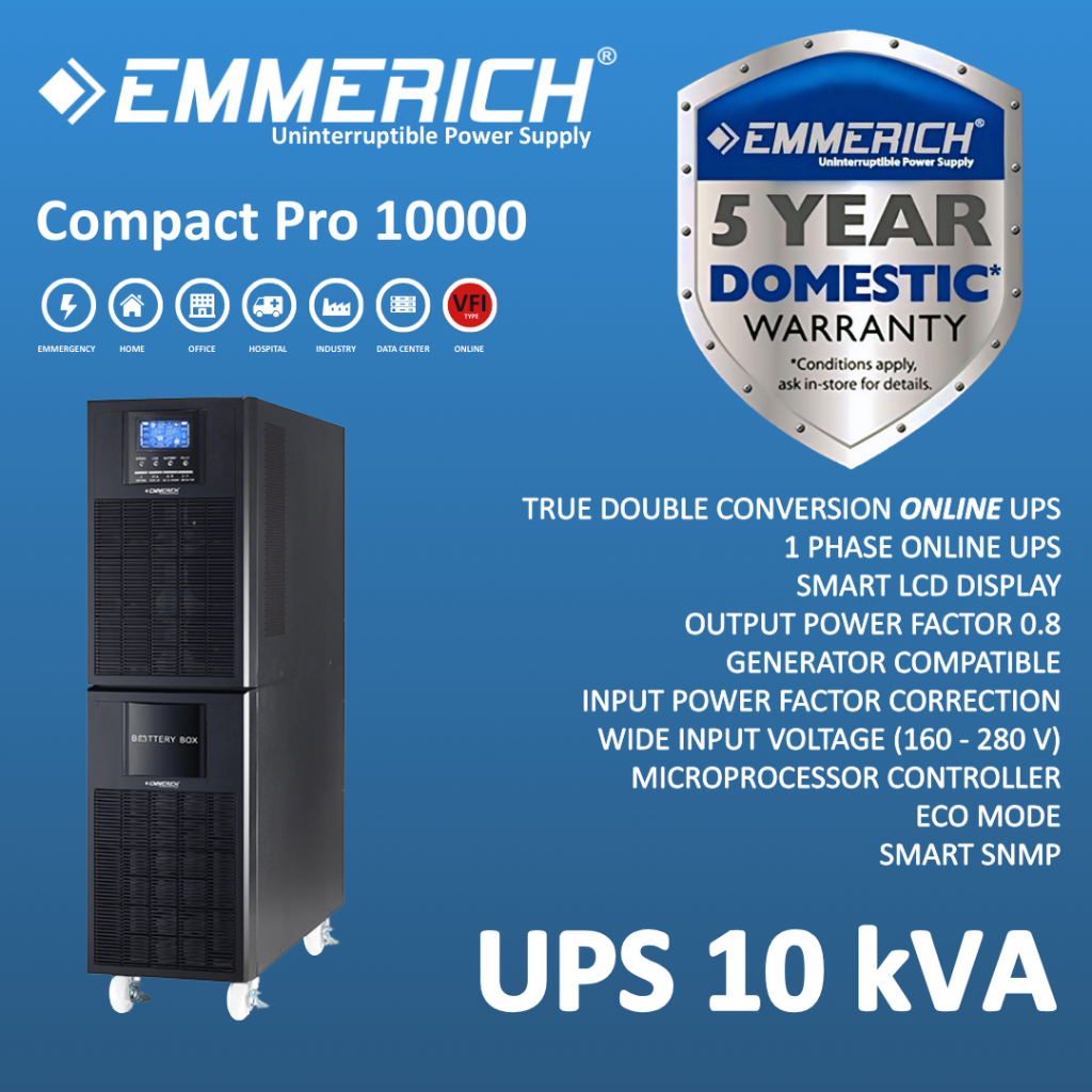 Jual EMMERICH UPS Compact Pro 10000 VA 1 Phase | Online Double ...