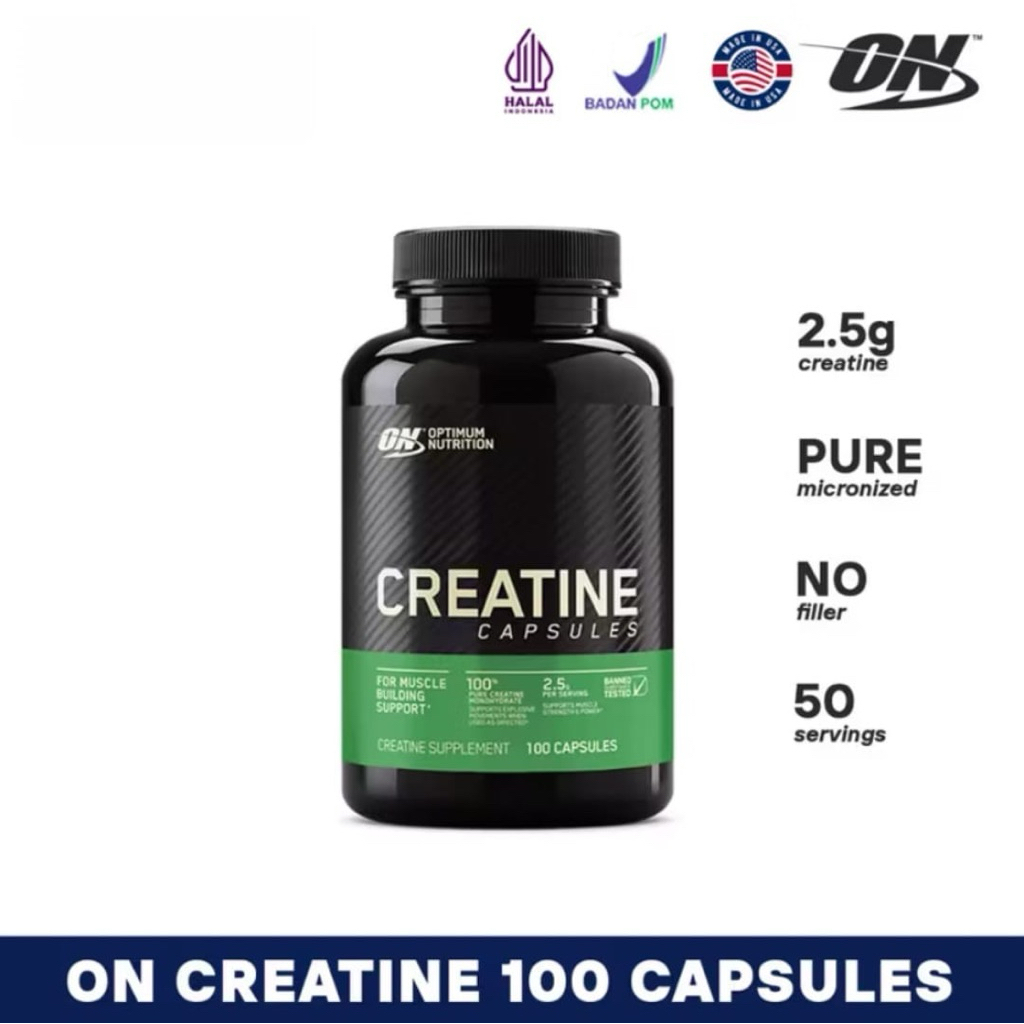 Jual ON Optimum Nutrition Creatine Monohydrate 2.5 gr Capsules 100 ...
