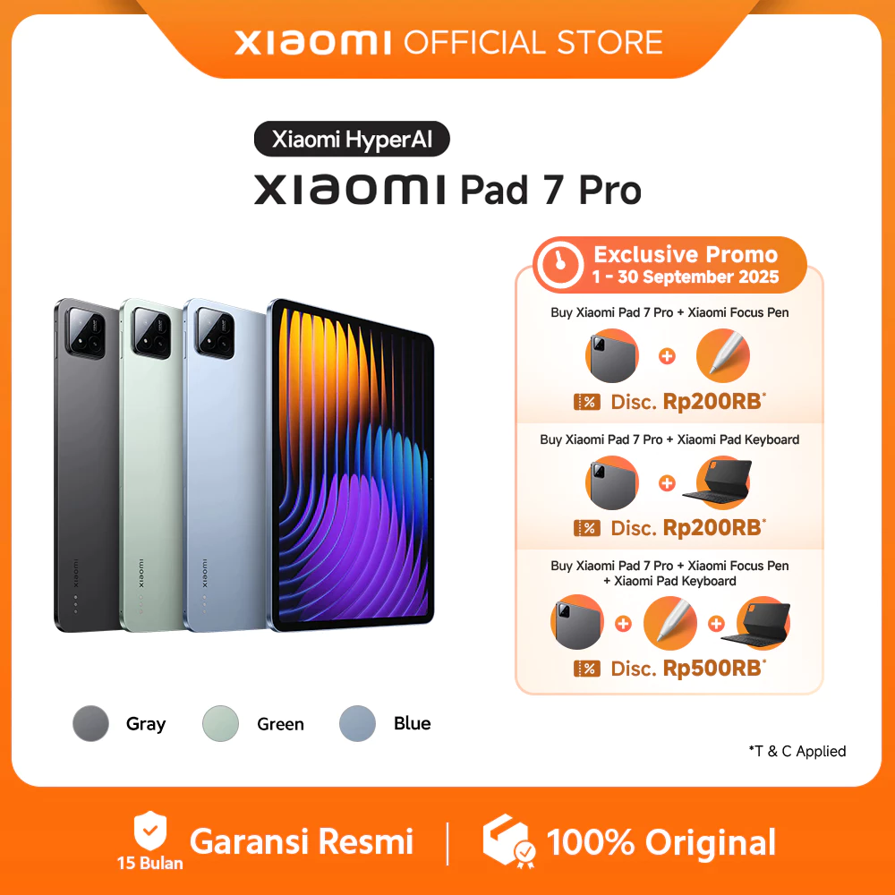 Xiaomi Pad 7 Pro (12/512GB) | Snapdragon 8S Gen 3 | Layar 11.2 3.2K 144Hz Dolby Vision Atmos | Ultra-thin & lightweight | Xiaomi HyperAI [Official Store]