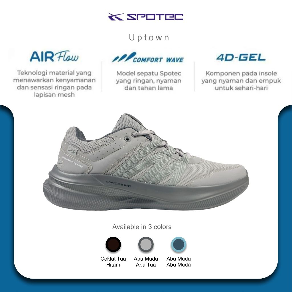 Jual SPOTEC Sepatu Running Artikel UPTOWN-Abu Muda/Abu Tua | Shopee ...