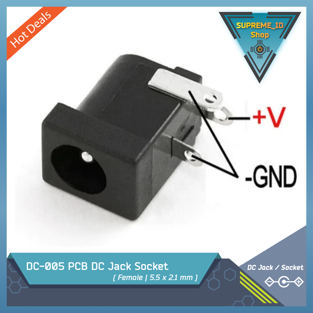 Jual DC-005 | DC-022 | DC-025M PCB DC Jack Power Plug Male & Female ...