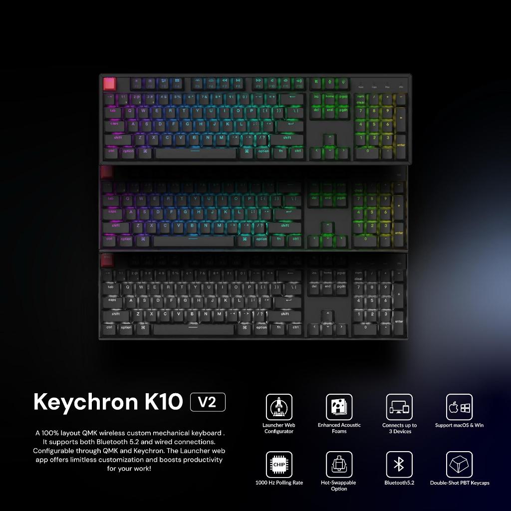 Jual Keychron K10 Version 2 QMK Full Size 100% Layout Hot-Swappable RGB ...