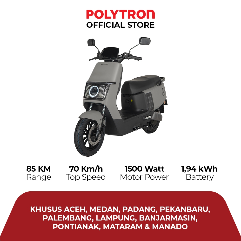POLYTRON Fox 200 Electric Sepeda Motor Listrik - OTR  Aceh, Medan, Padang, Pekanbaru, Palembang, Lampung, Banjarmasin, Pontianak, Mataram, Manado