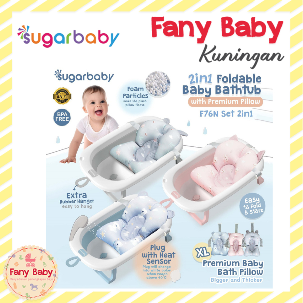 Jual SUGAR BABY F76N FOLDABLE BABY BATHTUB WITH HEAT SENSOR