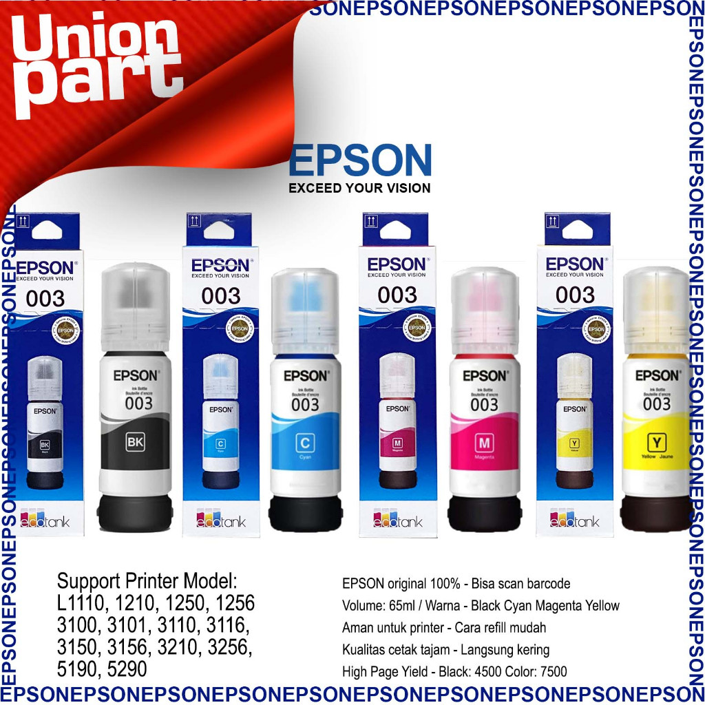 Jual Epson Tinta Ink 003 Printer L1110 1210 1250 3100 3101 3110 3150 ...