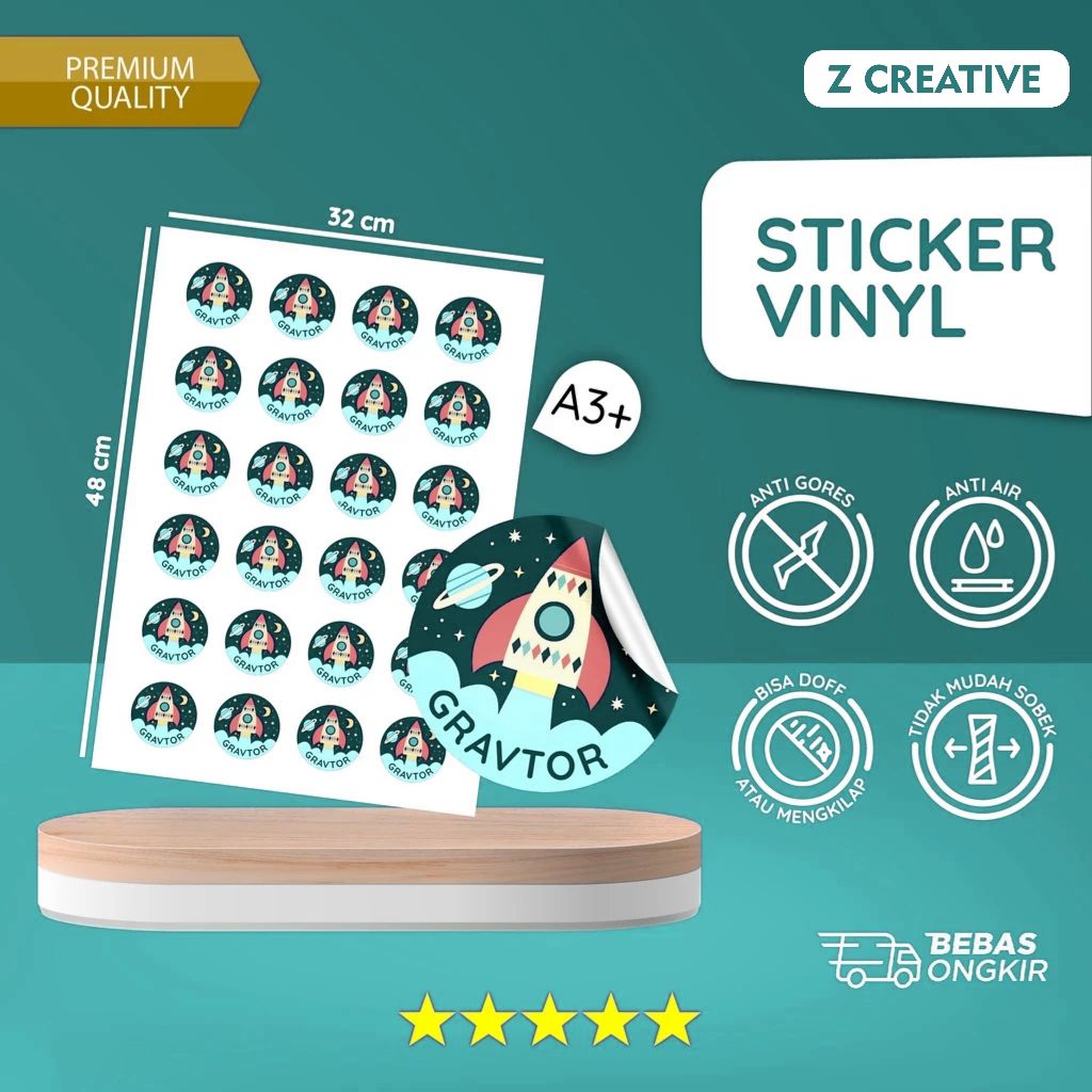 Jual Print Sticker Label Vinyl A3+ & Kiss Cut / Sudah Potong - Sticker ...