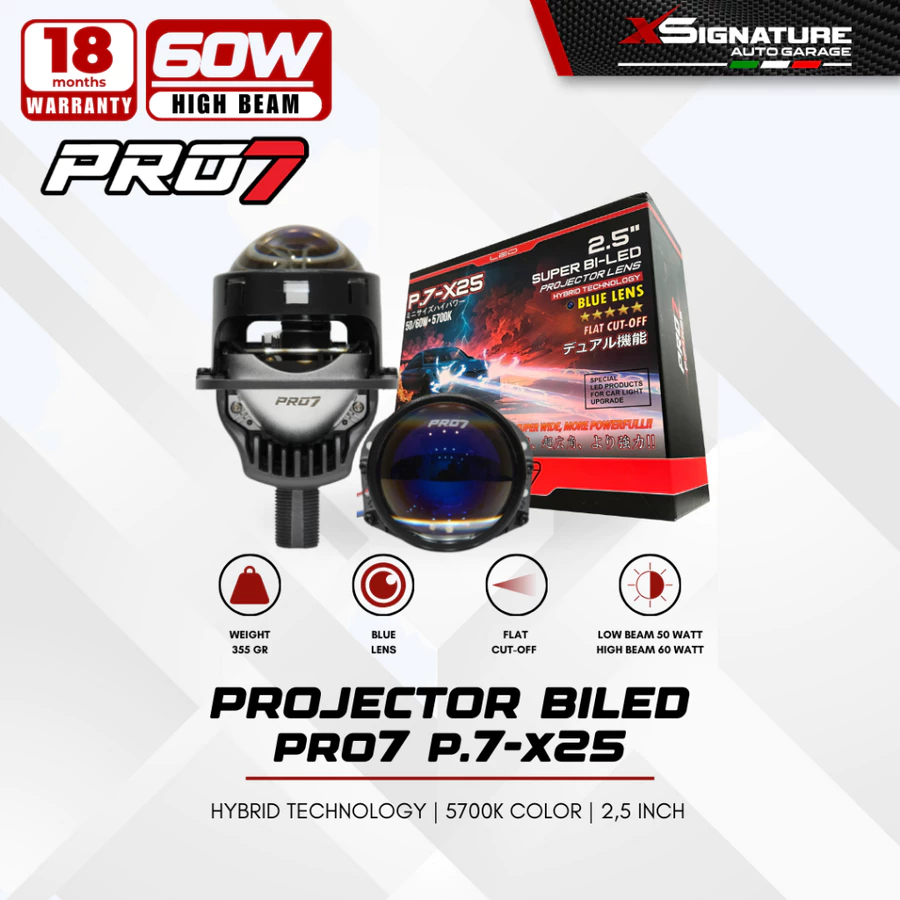 PRO7 P.7-X25 SUPER BILED PROJECTOR LENS 2,5 INCH HYBRID TECHNOLOGY FLAT CUT OFF
