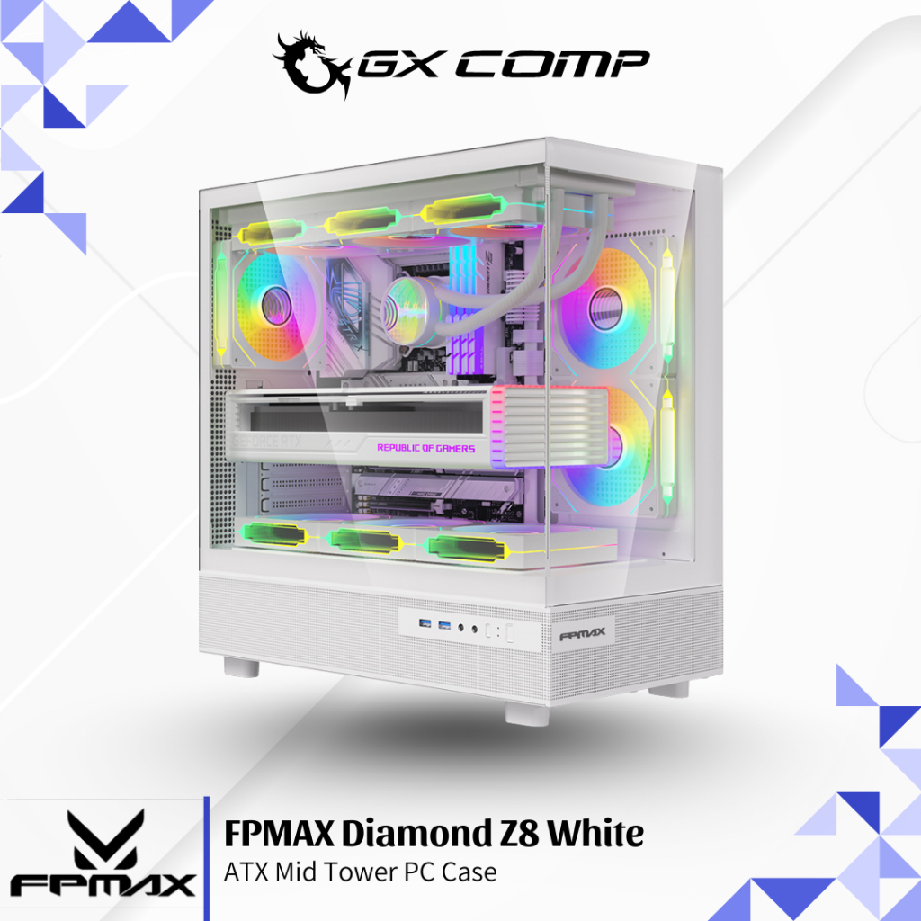 Jual FPMAX Diamond Z8 White Include 3 Fan ARGB - Casing PC ATX | CPU ...