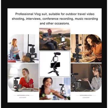 AL Tripod Vlog Set 5in1 AY 49 LED Video Light Phone Holder Tripod Microphone Remote Bluetooth