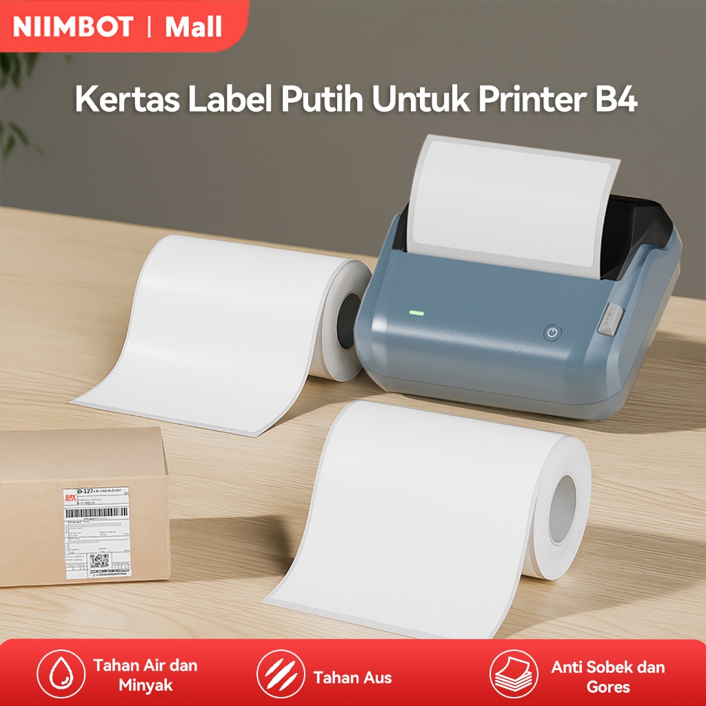 Jual Stiker label warna putih eksklusif untuk NIIMBOT B4, tahan air dan ...