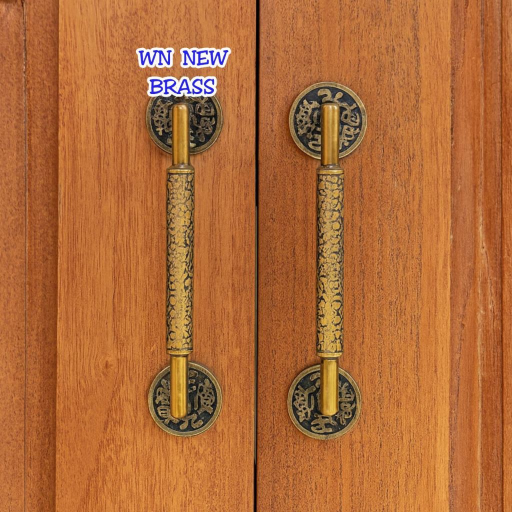 Handle Pintu / Gagang Pintu Rumah Pagar Kuningan Motif Ukir China 18 cm 1 pcs