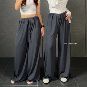 BYACLOTH Zen Loose Pants Celana Panjang Baggy Kantor Kuliah Wanita Casual Cewek Kulot Hitam