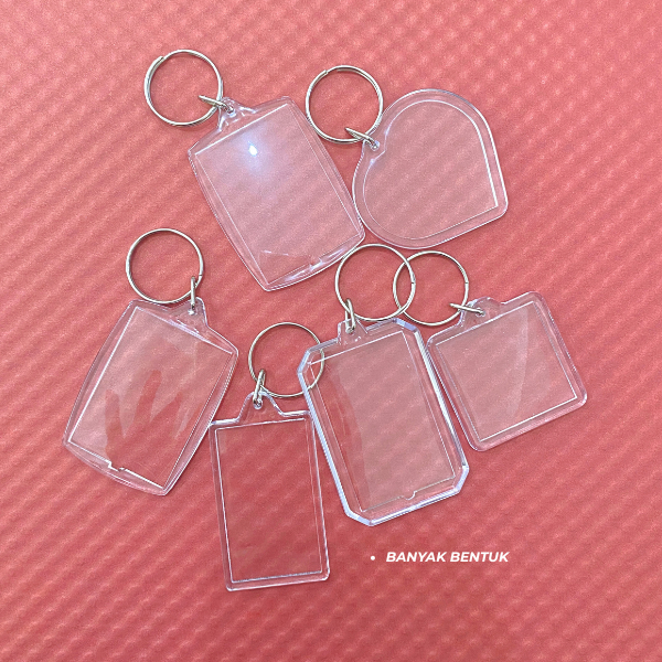 Jual Gantungan kunci tempat foto akrilik bening DIY keychain transparan ...