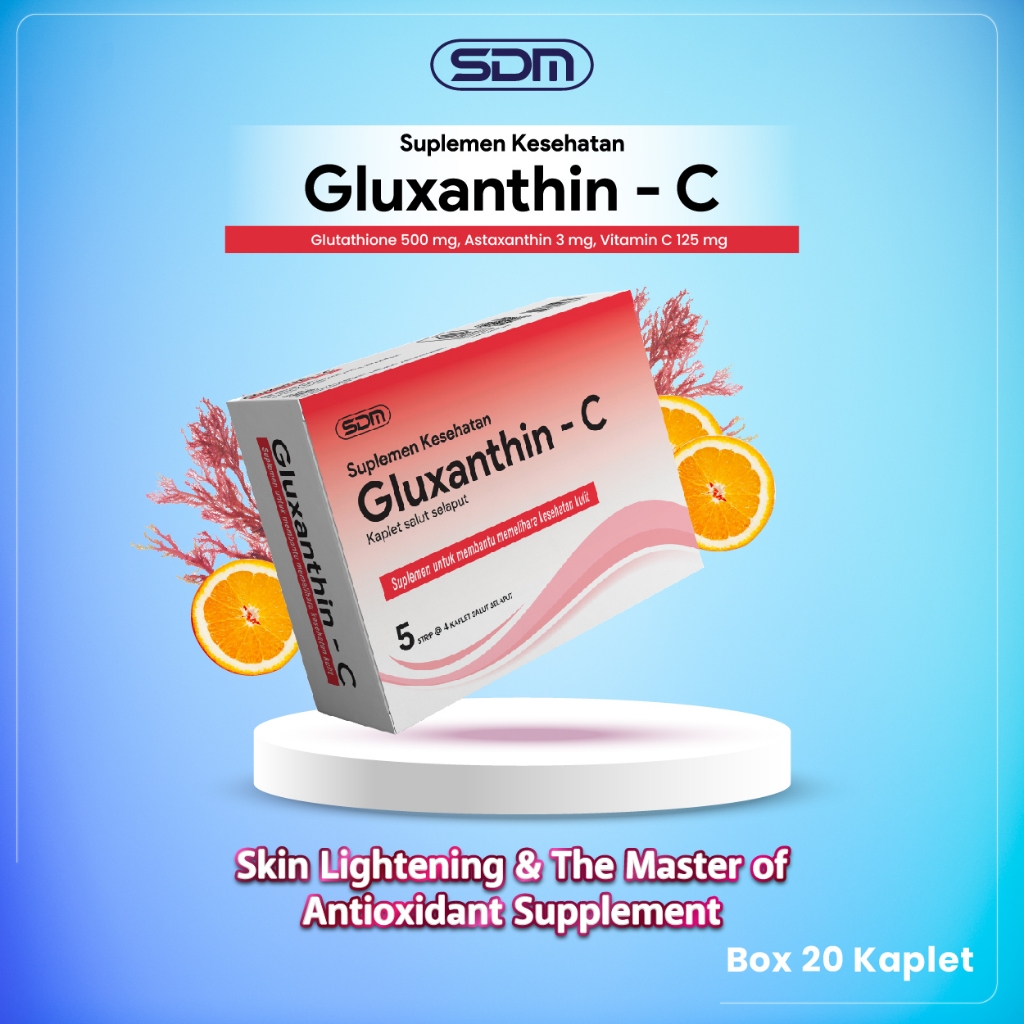jual glutathione di apotik GLUXANTHIN-C (GLUTATHIONE 500 MG, ASTAXANTHIN 3 MG, ASCORBIC ACID 125 MG FOR LIGHTENING & ANTI AGING) dihexa clinical trials status quantity:10ml بانثينول للبشرة