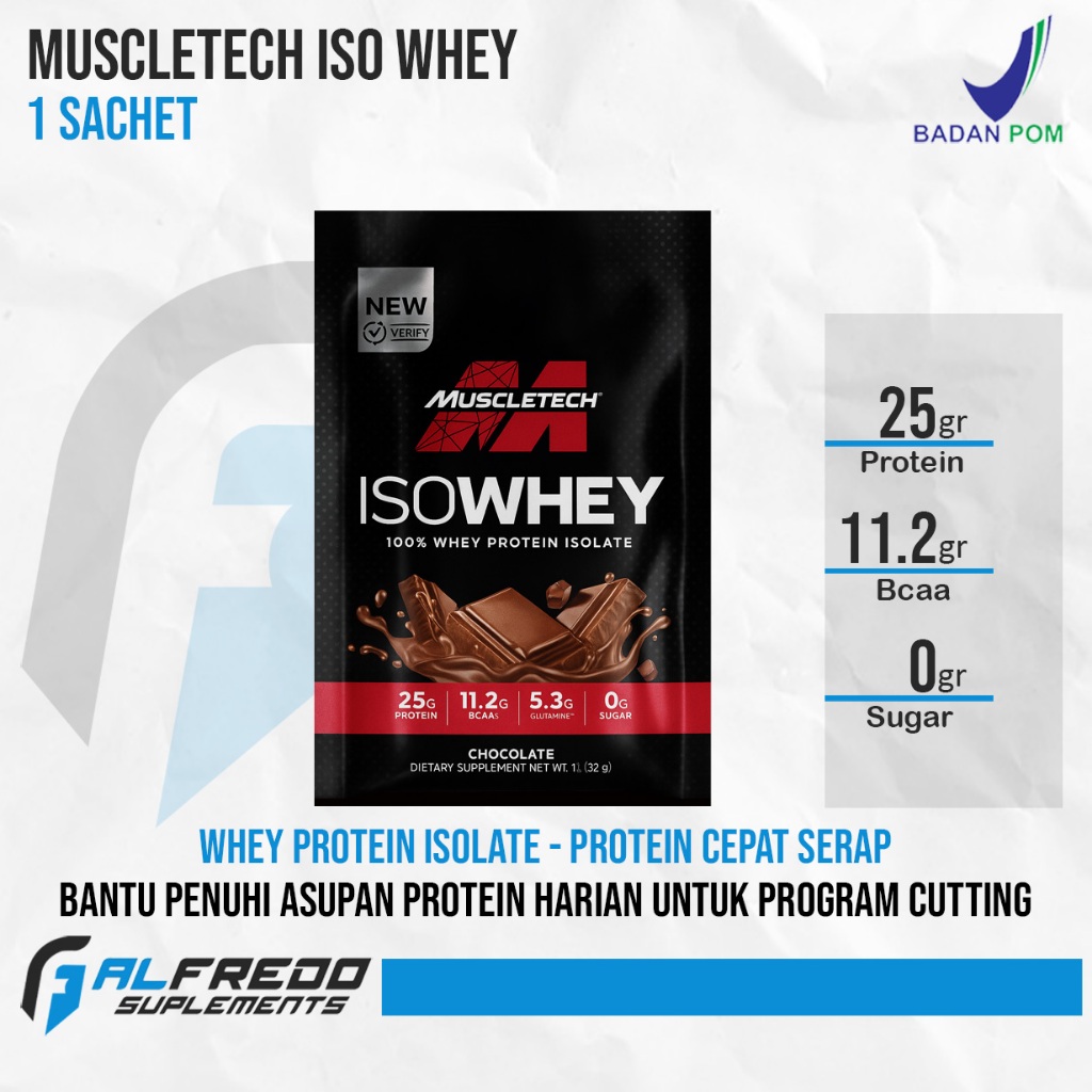 Jual Muscletech Iso Whey 1 Sachet Whey Protein Isolate Protein Cepat ...