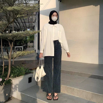 Celana Kulot Jeans Wanita High Waist Premium Elegan