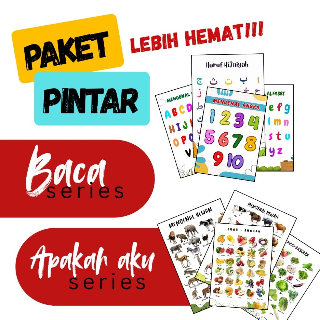 Jual PAKET 4 POSTER EDUKASI HURUF ABC ANGKA 123 hewan sayuran buah ...