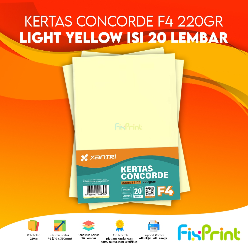 Jual Kertas Concorde F4 210mm x 330mm 220gr Berwarna, Paper Concorde 1 ...