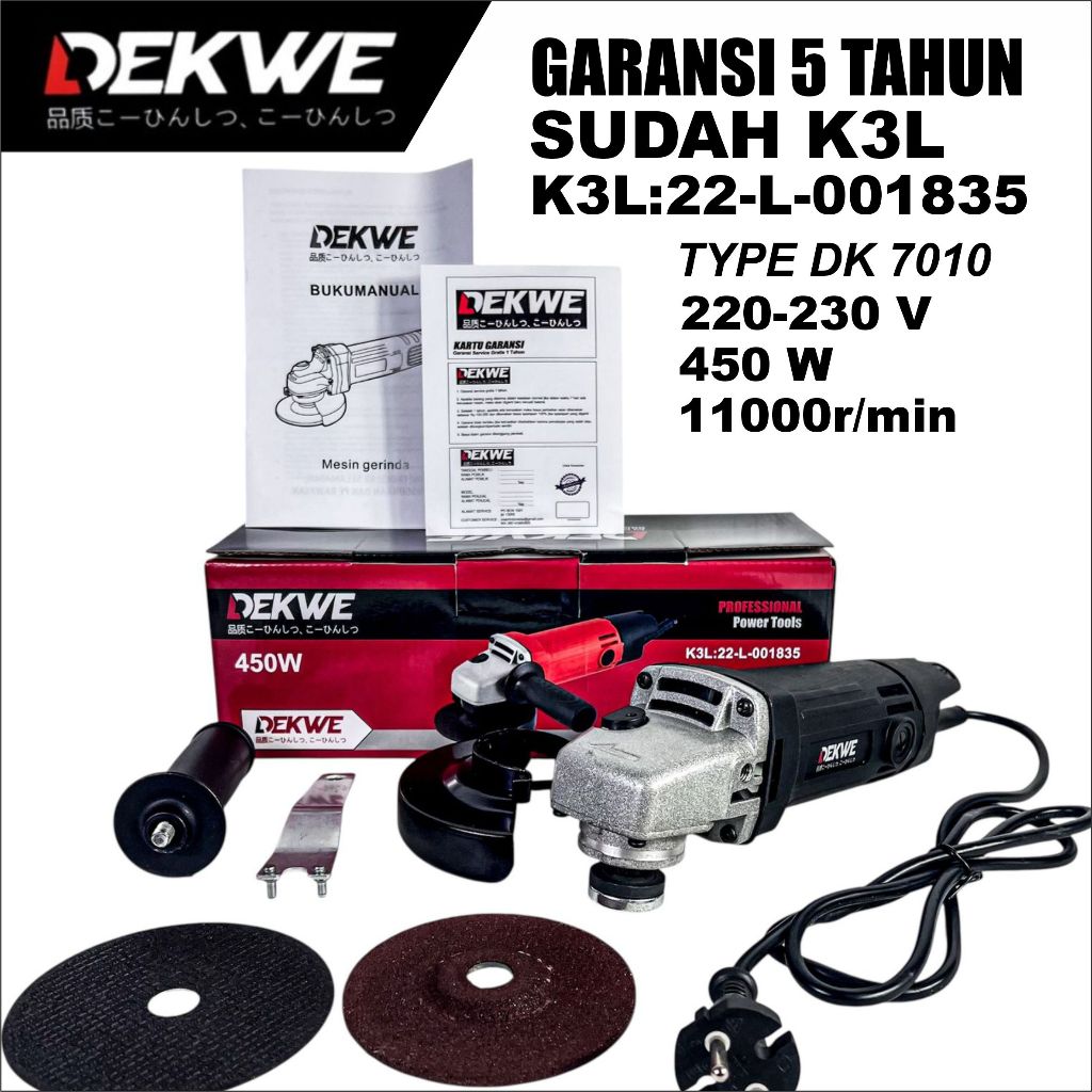 Jual Gerinda Tangan 4 inch Gurinda Listrik Angle Grinder 450W DK7010 ...