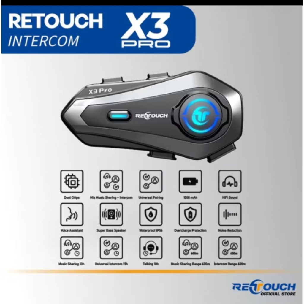 Jual Retouch X3 pro(Mic Hard) Intercom sharing musik garansi | Shopee ...